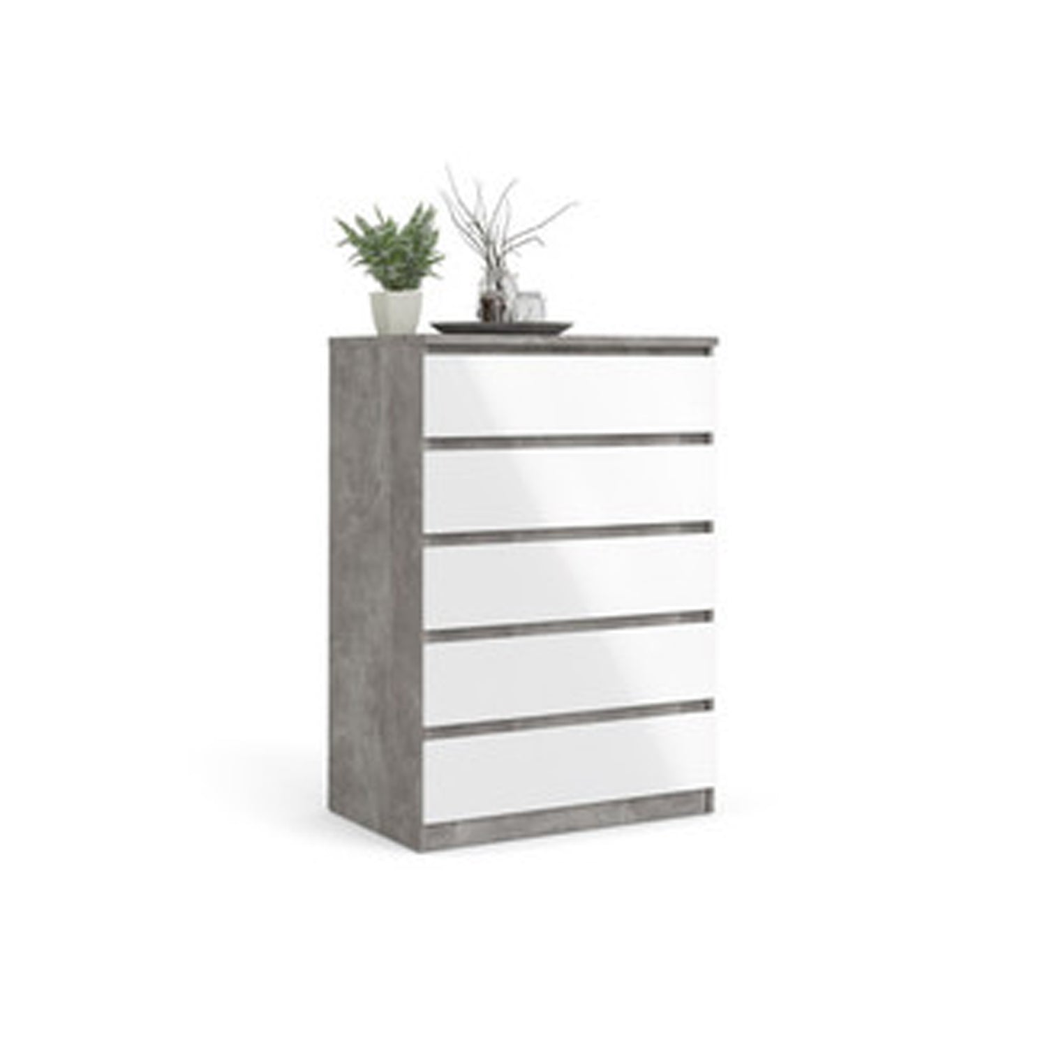 Cassettiera modello Naia con 5 cassetti - Bianco/Cemento by CeramicStore | Lo specialista del tuo bagno