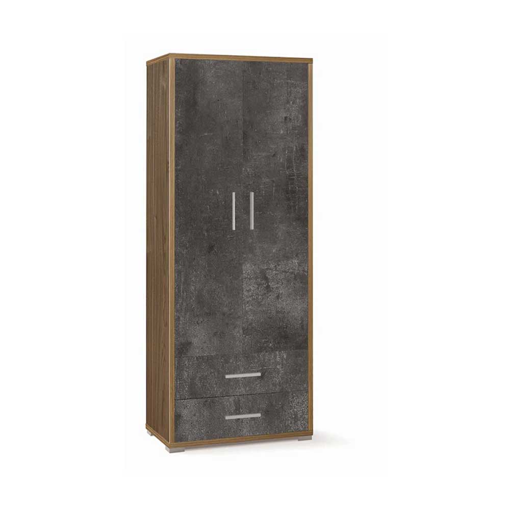Mobile arredamento moderno a 2 ante e 2 cassetti con 4 ripiani finitura struttura Noce Stelvio / finitura frontale Ossido Nero by Sarmog by CeramicStore | Lo specialista del tuo bagno