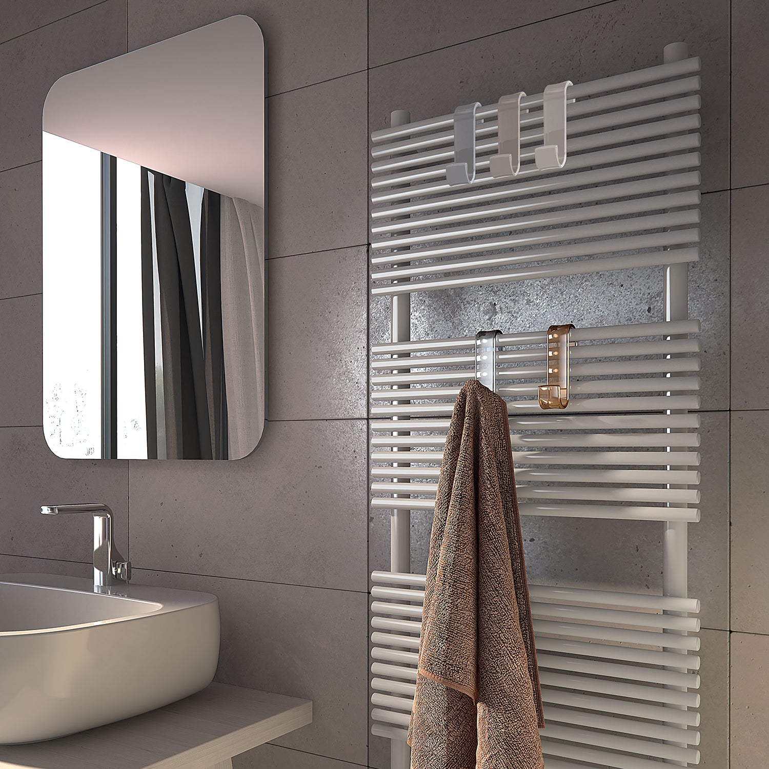 Appendiabiti per termoarredo modello Merlino - Tortora by CeramicStore | Lo specialista del tuo bagno
