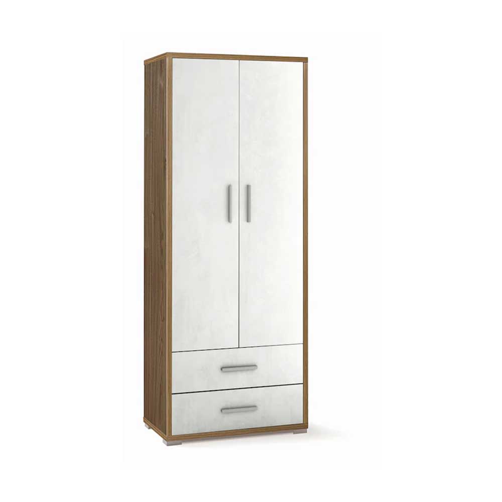Mobile arredamento moderno a 2 ante e 2 cassetti con 4 ripiani finitura struttura Noce Stelvio / finitura frontale Ossido Bianco by Sarmog by CeramicStore | Lo specialista del tuo bagno