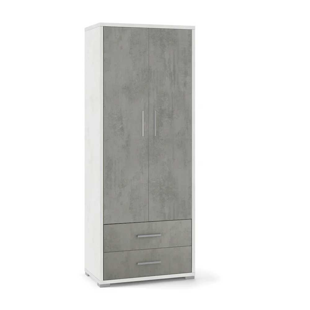 Mobile arredamento moderno a 2 ante e 2 cassetti con 4 ripiani finitura struttura Ossido Bianco / finitura frontale Cemento by Sarmog by CeramicStore | Lo specialista del tuo bagno