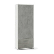 Mobile arredamento moderno a 2 ante e 2 cassetti con 4 ripiani finitura struttura Ossido Bianco / finitura frontale Cemento by Sarmog by CeramicStore | Lo specialista del tuo bagno