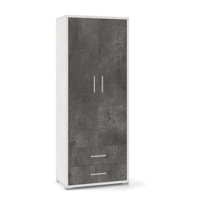 Mobile arredamento moderno a 2 ante e 2 cassetti con 4 ripiani finitura struttura Ossido Bianco / finitura frontale Ossido Nero by Sarmog by CeramicStore | Lo specialista del tuo bagno