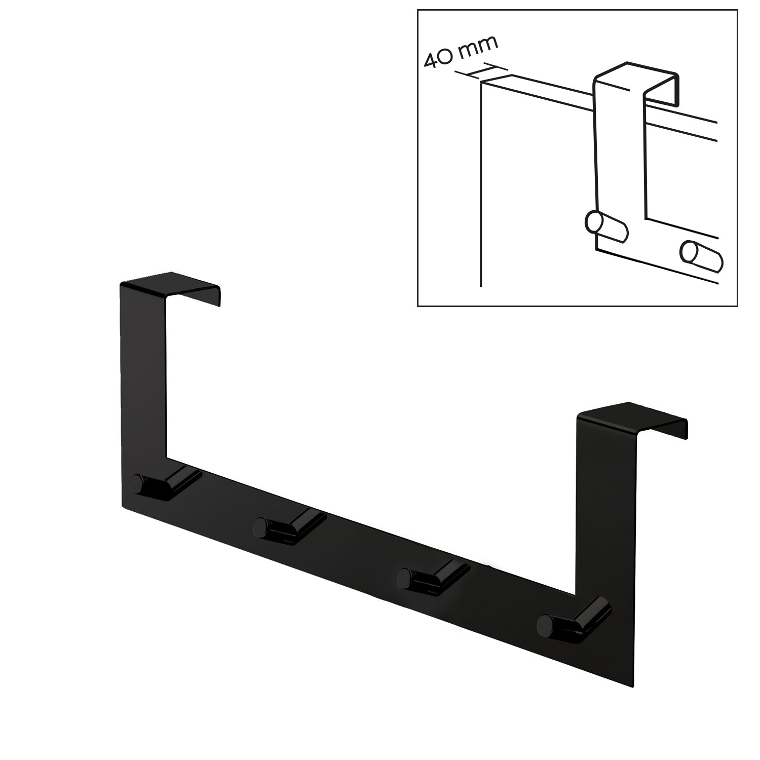 Appendiabiti Morgana multiplo sopraporta da 40 mm - Nero Matt by CeramicStore | Lo specialista del tuo bagno