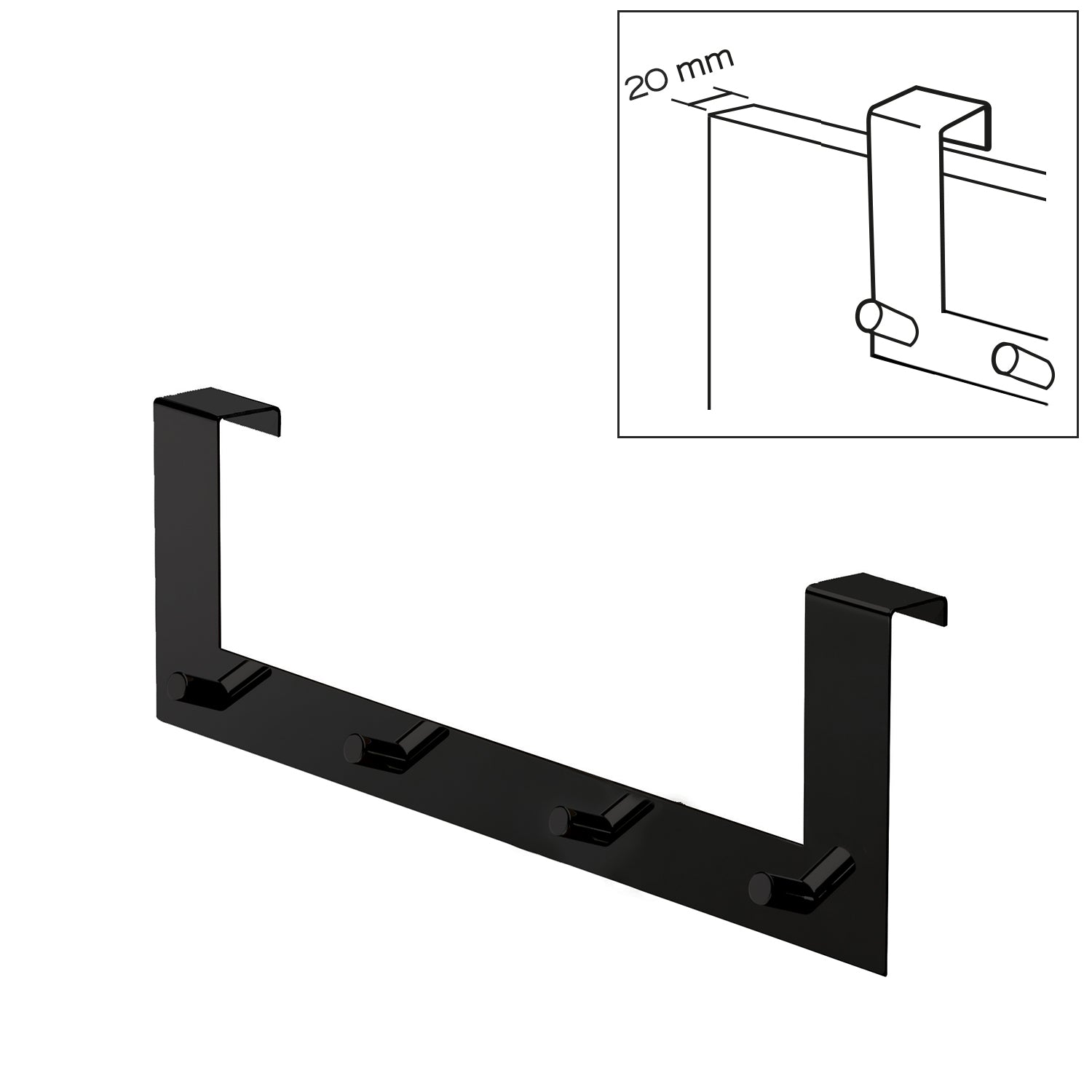 Appendiabiti Morgana multiplo sopraporta da 20 mm - Nero Matt by CeramicStore | Lo specialista del tuo bagno
