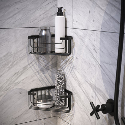 Portaoggetti doccia angolare modello Augustus di Gedy - Nero Matt by CeramicStore | Lo specialista del tuo bagno