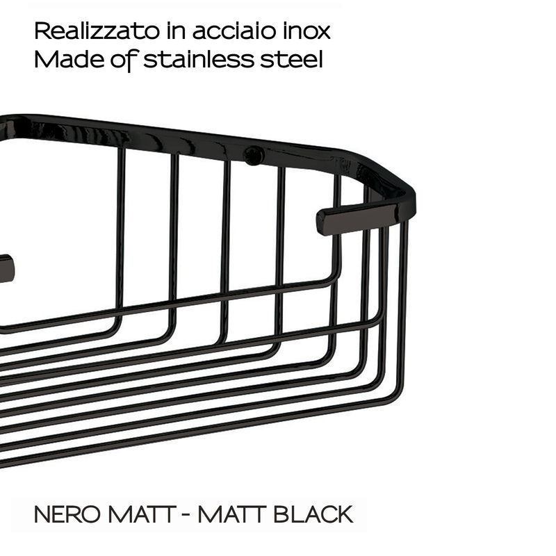 Portaoggetti doccia angolare modello Augustus di Gedy - Nero Matt by CeramicStore | Lo specialista del tuo bagno