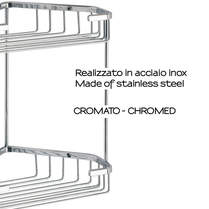 Portaoggetti doccia angolare a due ripiani modello Augustus di Gedy - Cromato by CeramicStore | Lo specialista del tuo bagno