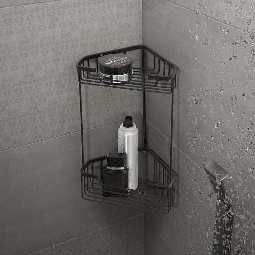 Portaoggetti doccia angolare modello Augustus Alto di Gedy - Nero Matt by CeramicStore | Lo specialista del tuo bagno