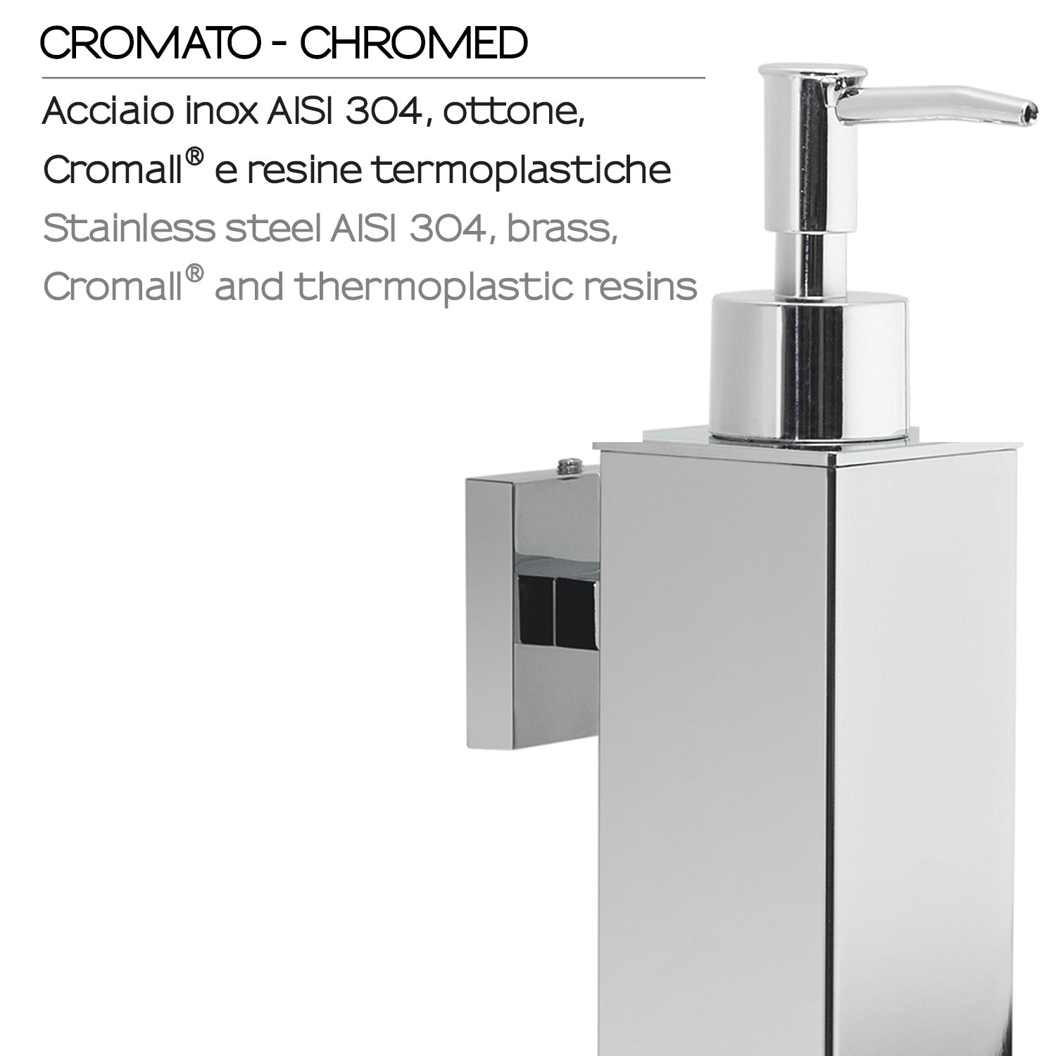 Dosasapone squadrato modello Seal di Gedy in Acciaio Inox AISI 304 - Cromato by CeramicStore | Lo specialista del tuo bagno