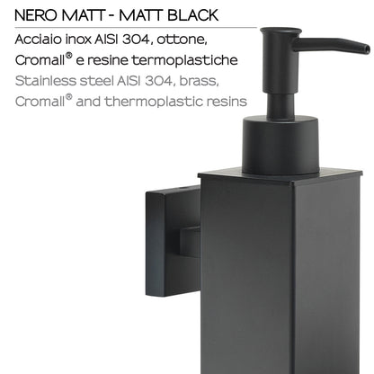 Dosasapone squadrato modello Seal di Gedy in Acciaio Inox AISI 304 - Nero Matt by CeramicStore | Lo specialista del tuo bagno