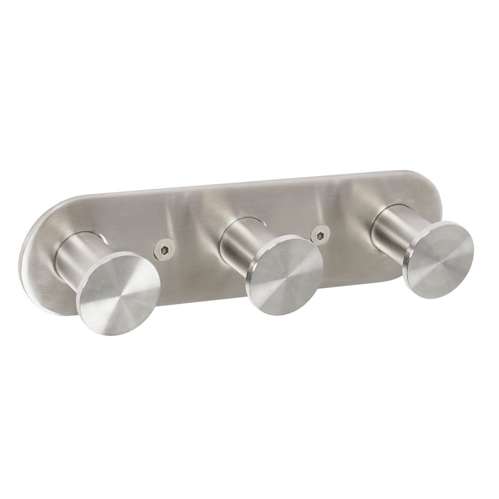 Appendino bagno triplo in acciaio inox spazzolato fissaggio con viti o colla linea Blizz Metaform by CeramicStore | Lo specialista del tuo bagno