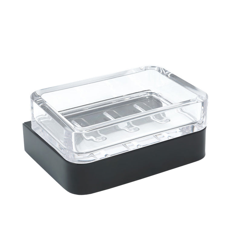 Porta sapone in acciaio verniciato nero e materiale termoplastico, fissaggio con viti o colla mod.25 Metaform by CeramicStore | Lo specialista del tuo bagno