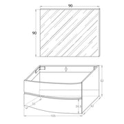 Composizione bagno Cloud con mobile lavabo e specchio retroilluminato cm106x50 Grigio Corda by CeramicStore | Lo specialista del tuo bagno