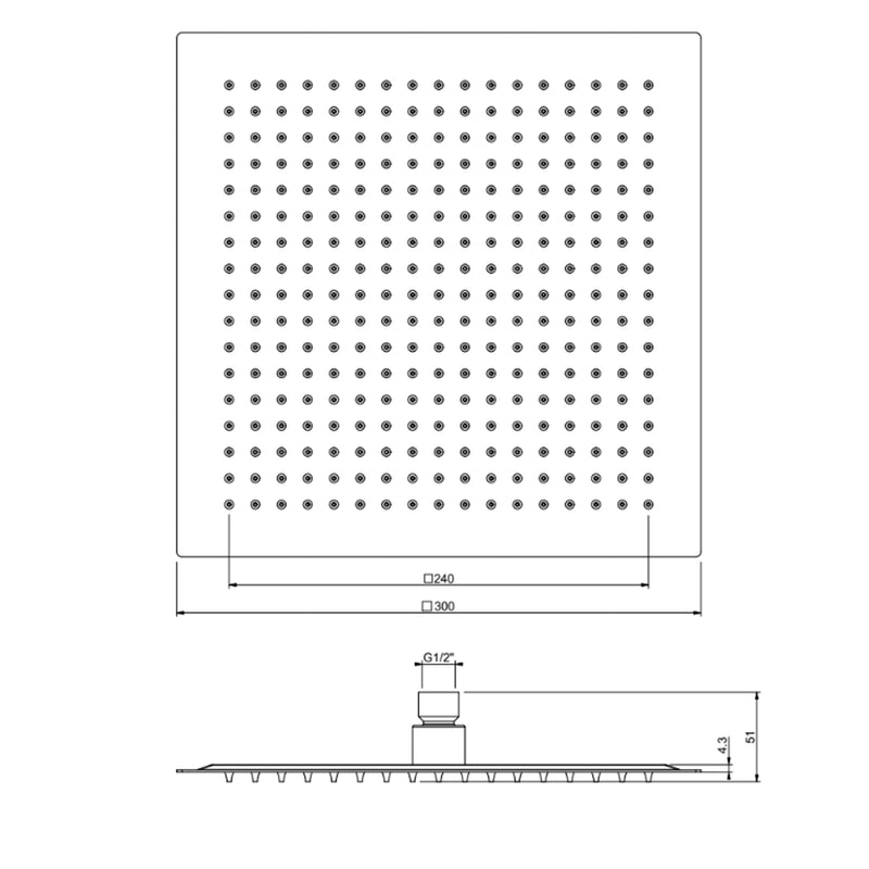 Soffione quadro modello Don 30x30 cm inox cromato Collezione Premium Shower by CeramicStore | Lo specialista del tuo bagno