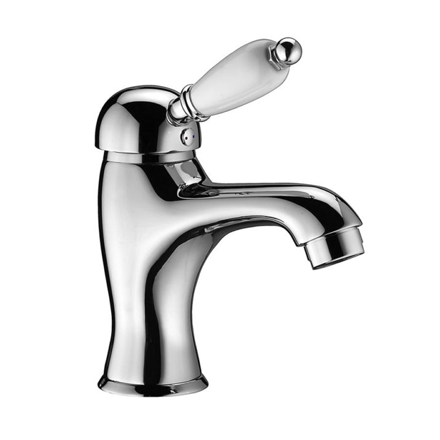 Miscelatore lavabo con scarico automatico in ottone cromato e inserti bianchi Artis collezione Antica by CeramicStore | Lo specialista del tuo bagno