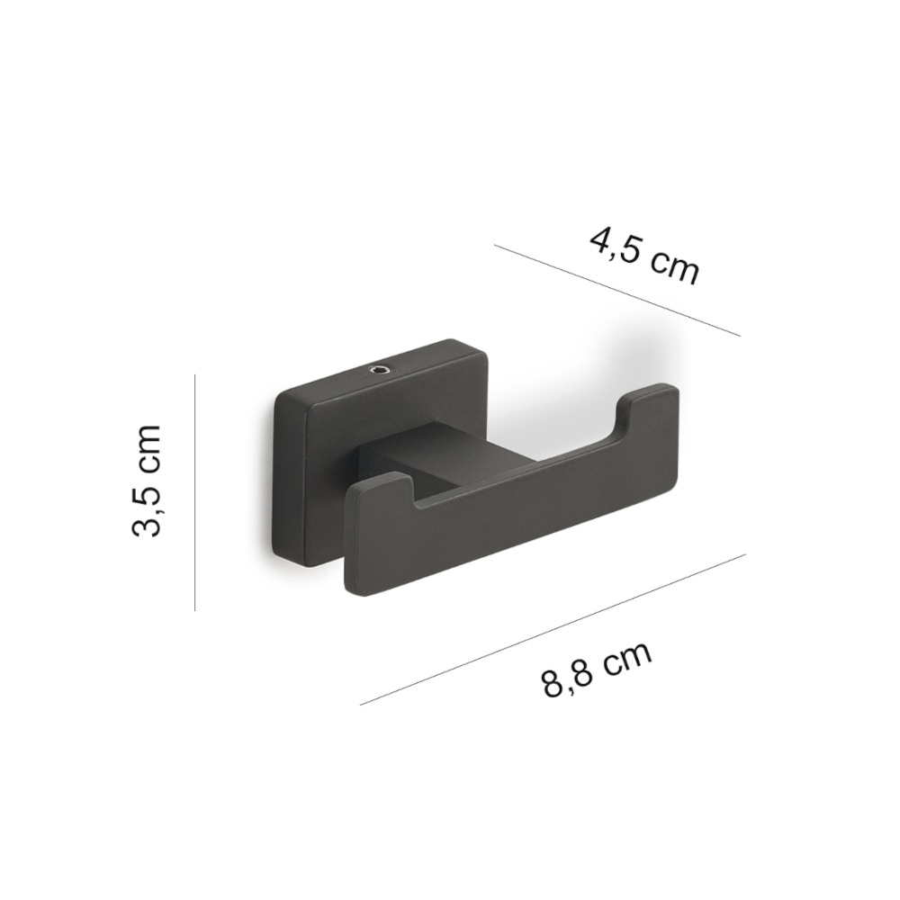 Appendiabiti doppio a parete in Acciaio Inox Gedy modello Atena - Nero Matt by CeramicStore | Lo specialista del tuo bagno