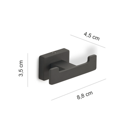 Appendiabiti doppio a parete in Acciaio Inox Gedy modello Atena - Nero Matt by CeramicStore | Lo specialista del tuo bagno