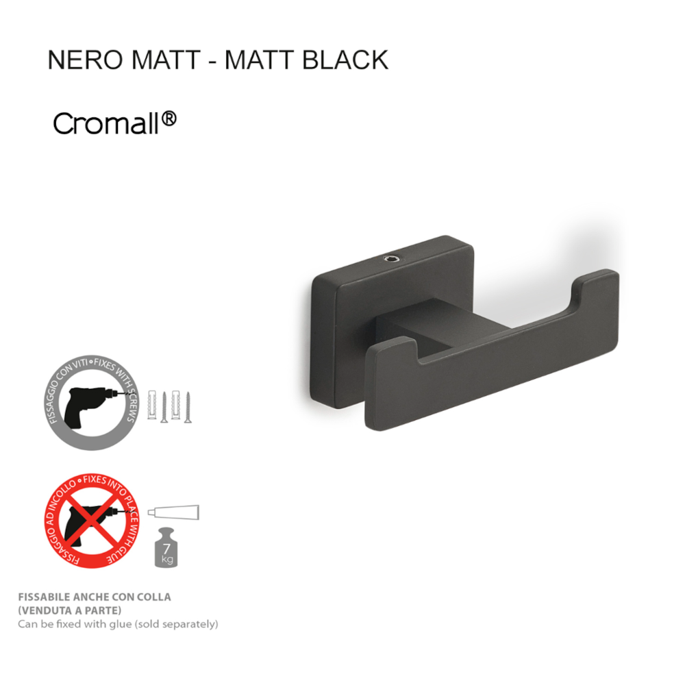 Appendiabiti doppio a parete in Acciaio Inox Gedy modello Atena - Nero Matt by CeramicStore | Lo specialista del tuo bagno