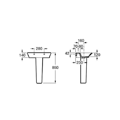 Semicolonna Bianca serie Link 220x180xH720mm per lavabo monoforo 60x47