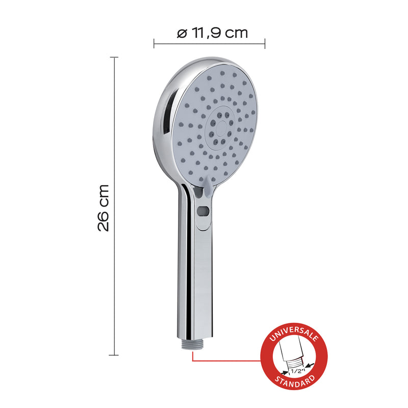 Doccetta a 3 getti con controllo della temperatura numerico modello Thermo 00 di Gedy - Cromato by CeramicStore | Lo specialista del tuo bagno