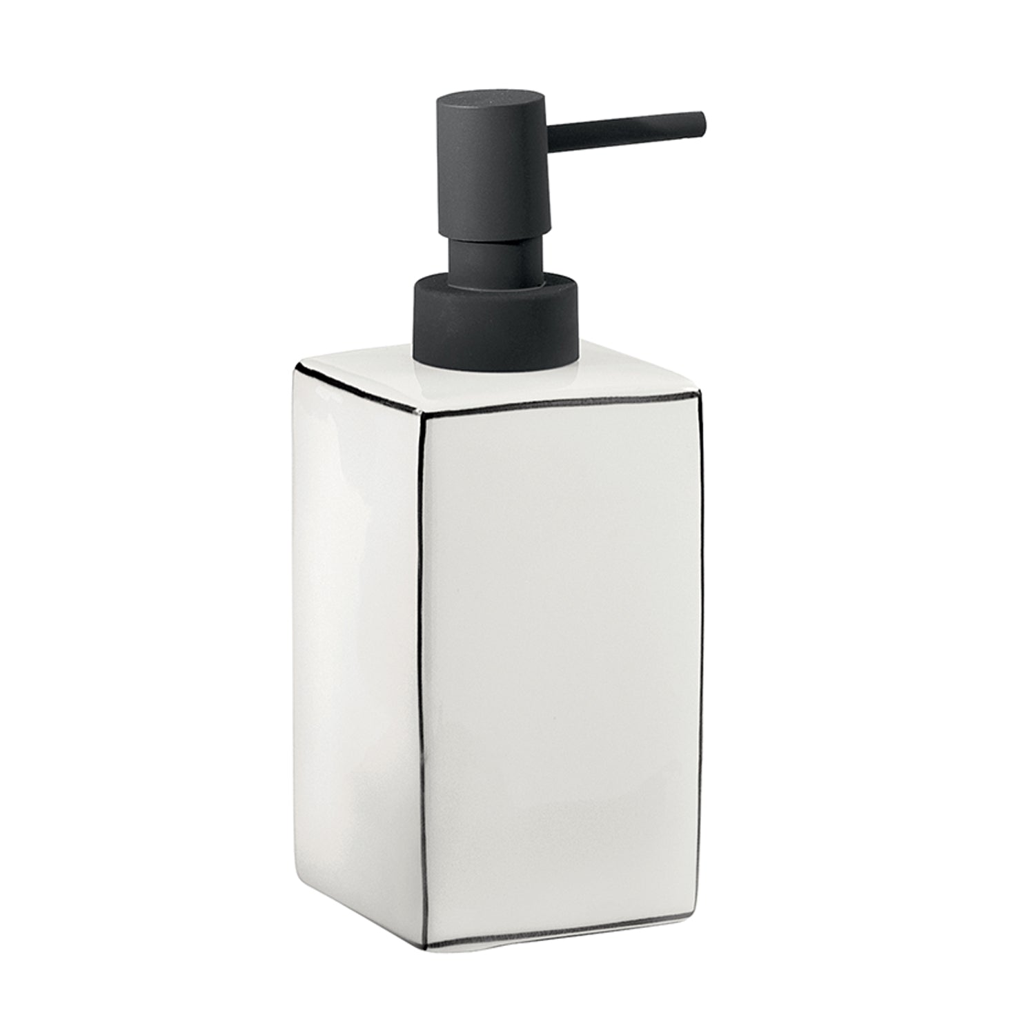 Dosasapone in ceramica Gedy serie Lucrezia con erogatore in plastica nera - Bianco