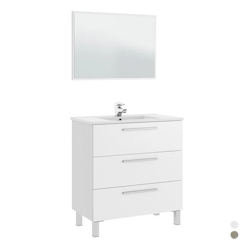 Mobile bagno athena 3 cassetti da montare cm 86 x 80 x 45 rovere alaska