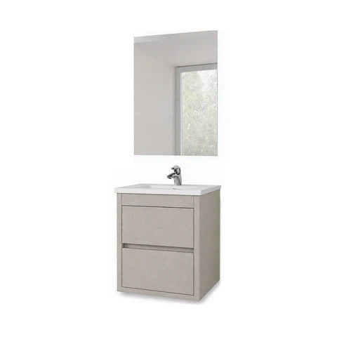 Mobile bagno sospeso completo elegance l.50 cm larice bianco