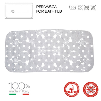 Tappeto antiscivolo vasca 73x35 in PVC modello Margherita di Gedy - Trasparente by CeramicStore | Lo specialista del tuo bagno