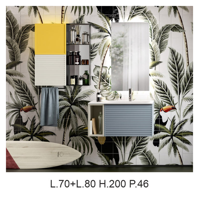 Composizione bagno sospesa con lavabo, specchio e pensili 70+80x200hx46 cm PIX7 by CeramicStore | Lo specialista del tuo bagno