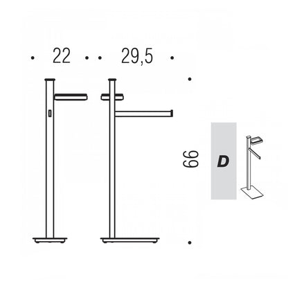 Piantana destra con porta sapone e porta salvietta in ottone Units di Colombo Design