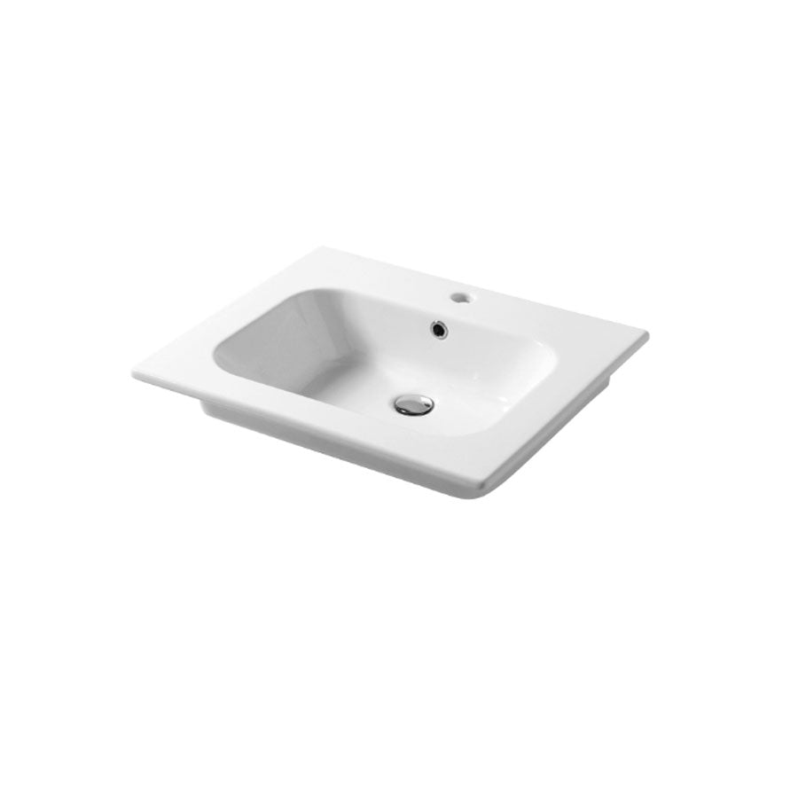 Lavabo a consolle in ceramica bianca lucida serie Qubo Square 51 Disegno-Ceramica 61cm by CeramicStore | Lo specialista del tuo bagno