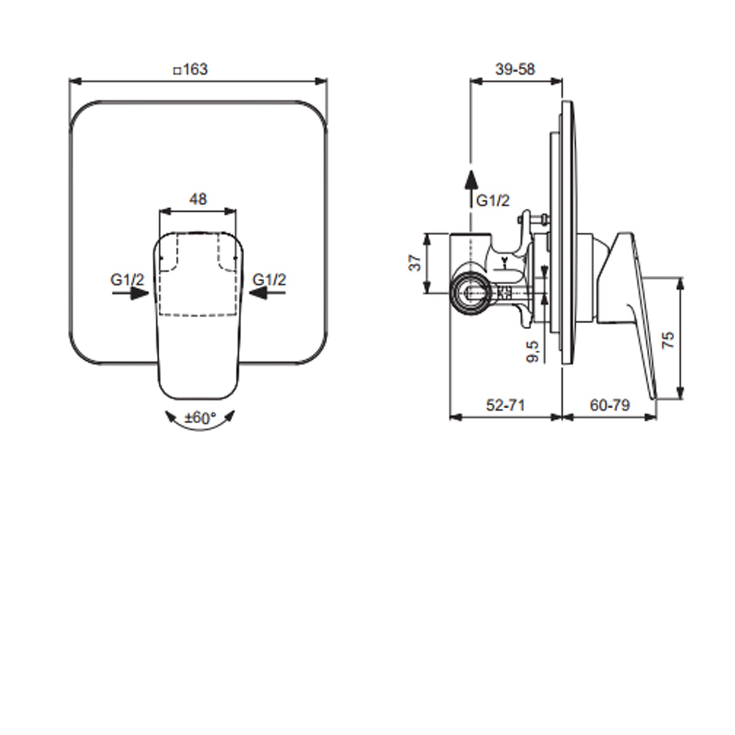 Miscelatore per doccia ad incasso 1 via Ideal Standard Ceraplan cromato by CeramicStore | Lo specialista del tuo bagno