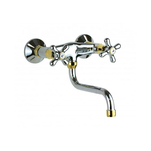 Gruppo lavello a doppia leva cucina a parete serie Iris modello IRV161CO Cromato oro Paffoni by CeramicStore | Lo specialista del tuo bagno