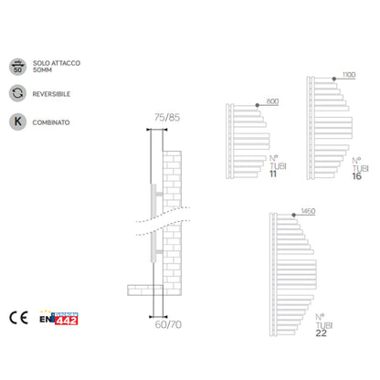 Termoarredo scaldasalviette Lazzarini Spinnaker reversibile 1100x483 mm interasse 50 mm Bianco by CeramicStore | Lo specialista del tuo bagno