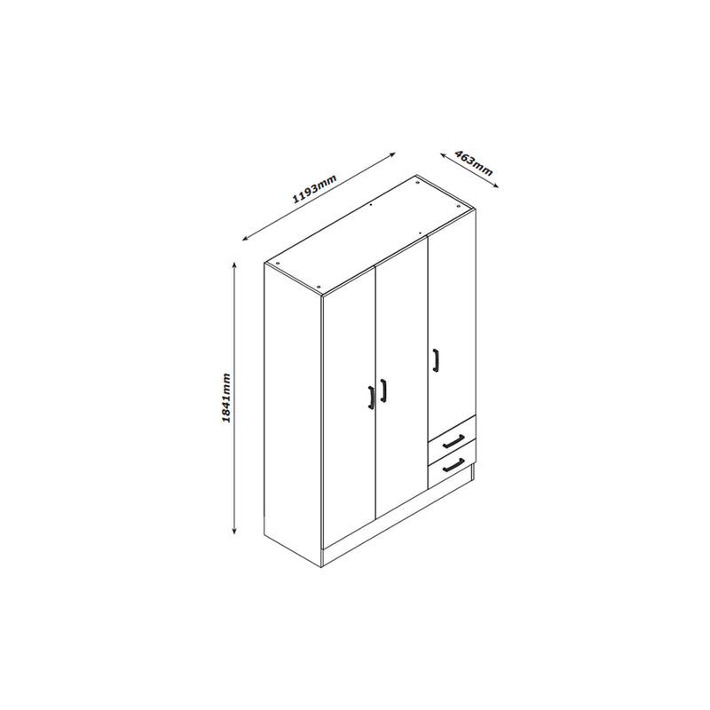 Armadio 3 ante e 2 cassetti 120x46 cm H. 185 cm - Rovere by CeramicStore | Lo specialista del tuo bagno