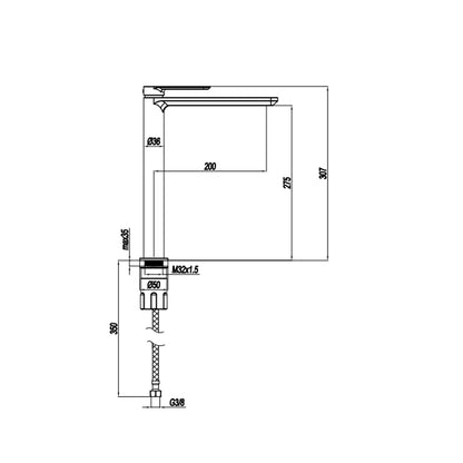 Miscelatore monocomando lavabo alto RubiFlux serie Azzurro - Nero Opaco by CeramicStore | Lo specialista del tuo bagno