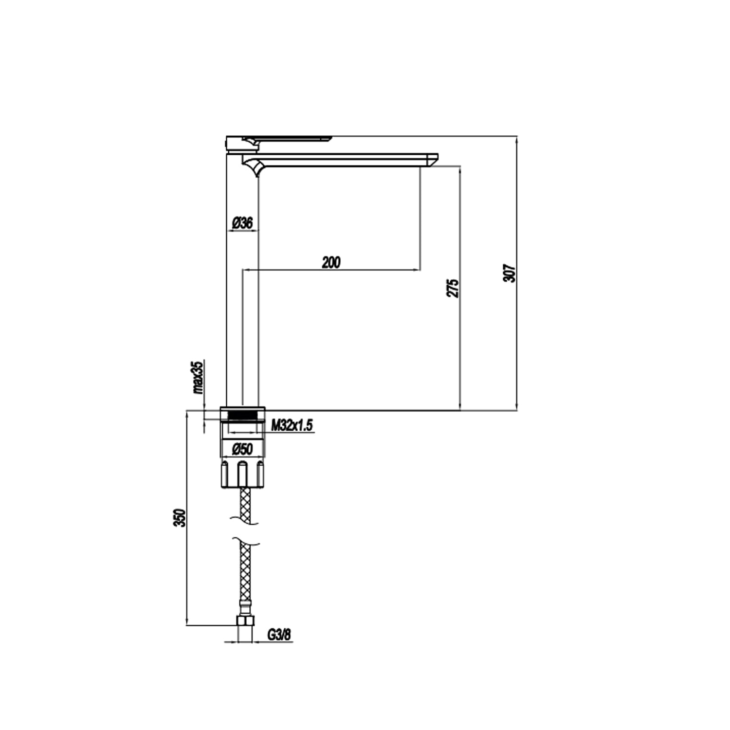 Miscelatore monocomando lavabo alto RubiFlux serie Azzurro - Satinato by CeramicStore | Lo specialista del tuo bagno