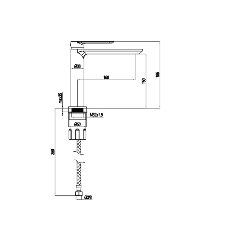 Miscelatore monocomando lavabo bocca lunga RubiFlux serie Azzurro - Satinato by CeramicStore | Lo specialista del tuo bagno