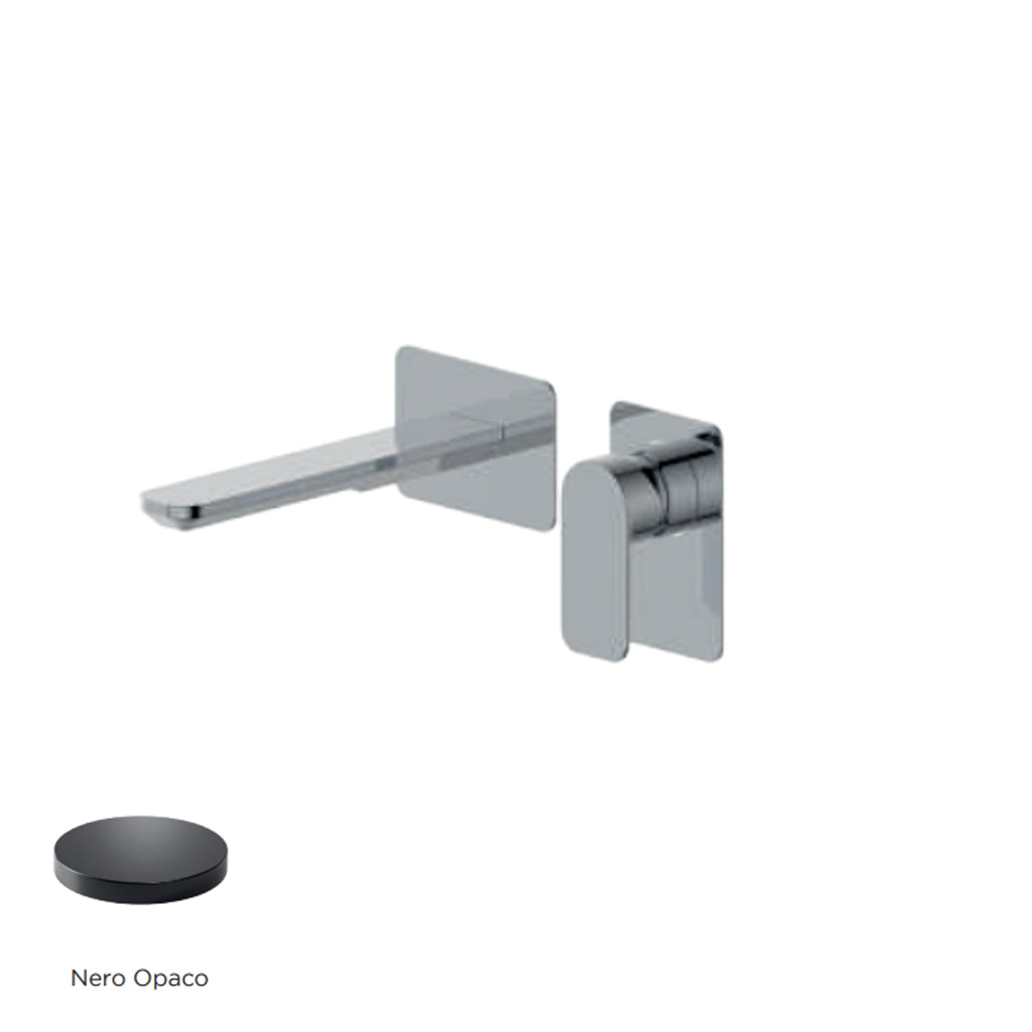 Miscelatore monocomando lavabo murale RubiFlux serie Azzurro canna 20 cm - Nero Opaco by CeramicStore | Lo specialista del tuo bagno