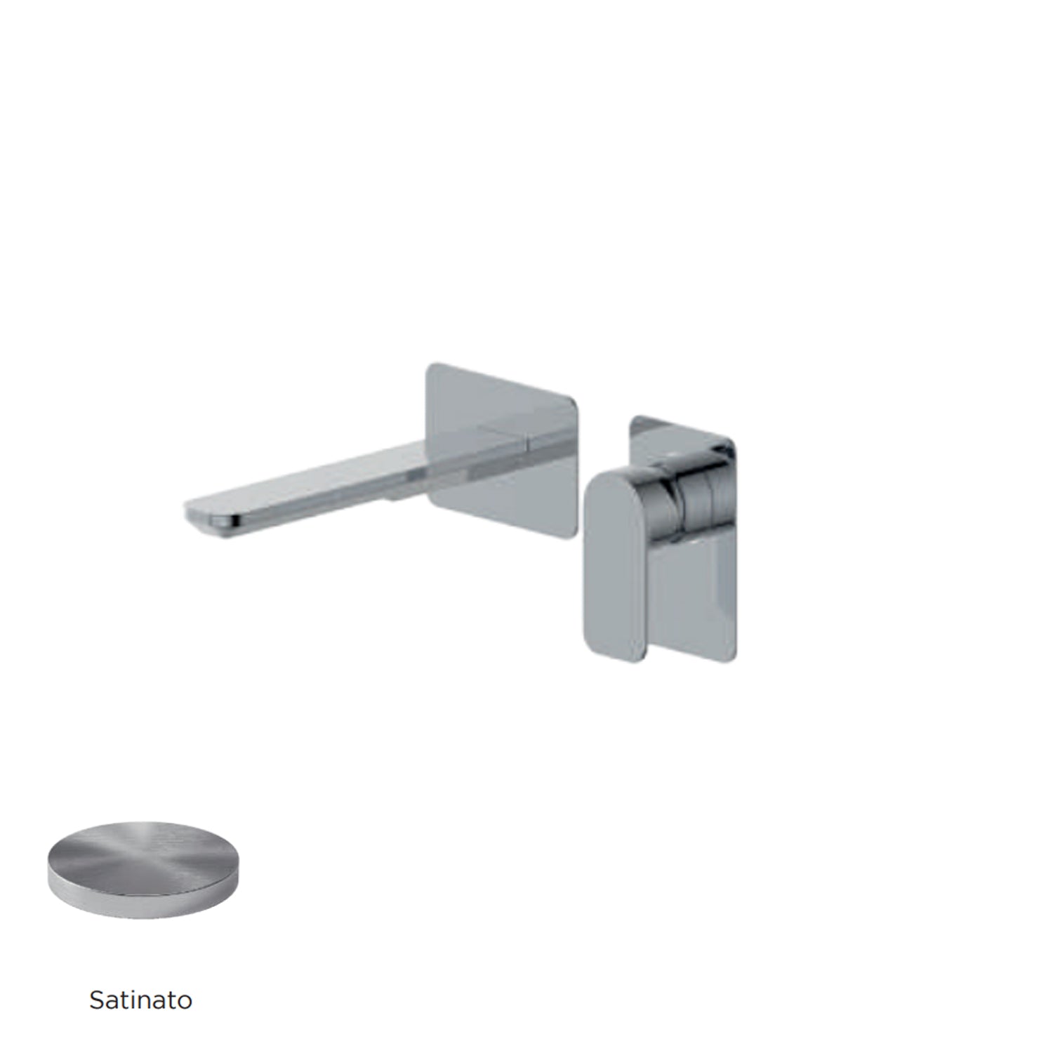 Miscelatore monocomando lavabo murale RubiFlux serie Azzurro canna 20 cm - Satinato by CeramicStore | Lo specialista del tuo bagno