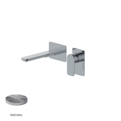 Miscelatore monocomando lavabo murale RubiFlux serie Azzurro canna 20 cm - Satinato by CeramicStore | Lo specialista del tuo bagno