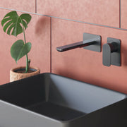 Miscelatore monocomando lavabo murale RubiFlux serie Azzurro canna 25 cm - Satinato by CeramicStore | Lo specialista del tuo bagno