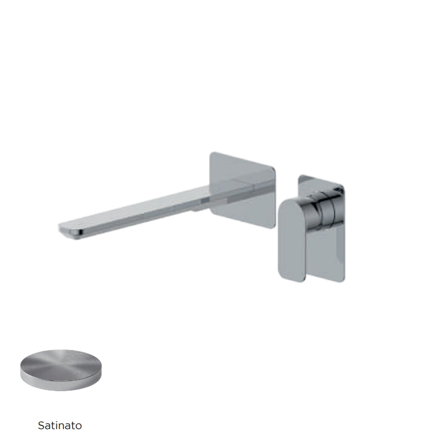 Miscelatore monocomando lavabo murale RubiFlux serie Azzurro canna 25 cm - Satinato by CeramicStore | Lo specialista del tuo bagno