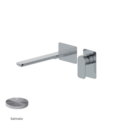 Miscelatore monocomando lavabo murale RubiFlux serie Azzurro canna 25 cm - Satinato by CeramicStore | Lo specialista del tuo bagno