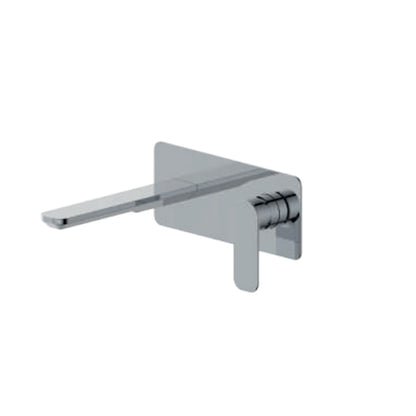 Miscelatore monocomando lavabo murale con piastra RubiFlux serie Azzurro canna 20 cm - Cromo by CeramicStore | Lo specialista del tuo bagno