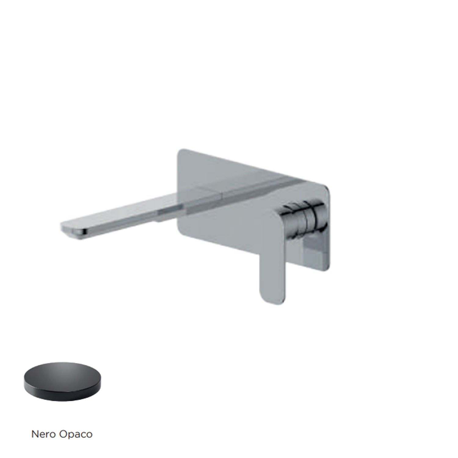 Miscelatore monocomando lavabo murale con piastra RubiFlux serie Azzurro canna 20 cm - Nero Opaco by CeramicStore | Lo specialista del tuo bagno