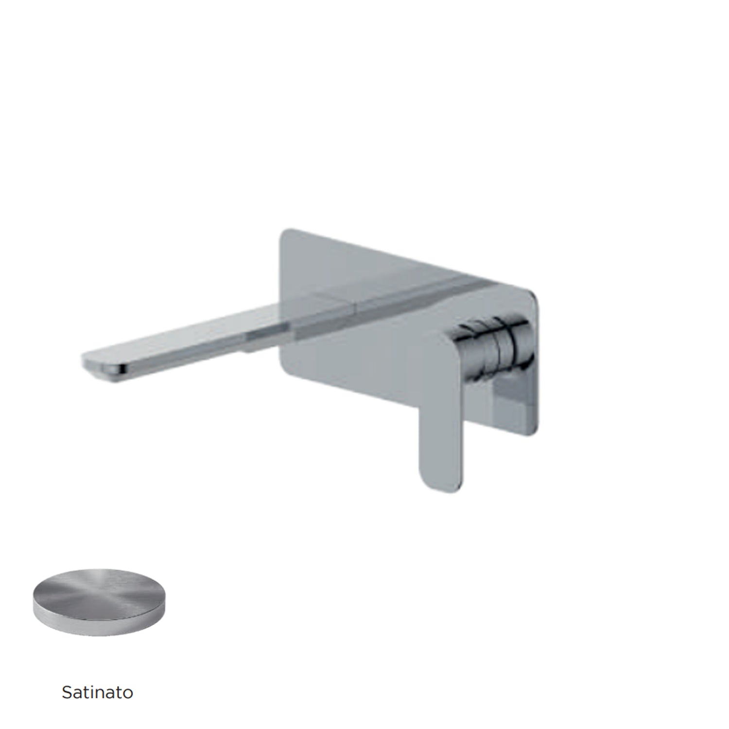 Miscelatore monocomando lavabo murale con piastra RubiFlux serie Azzurro canna 20 cm - Satinato by CeramicStore | Lo specialista del tuo bagno