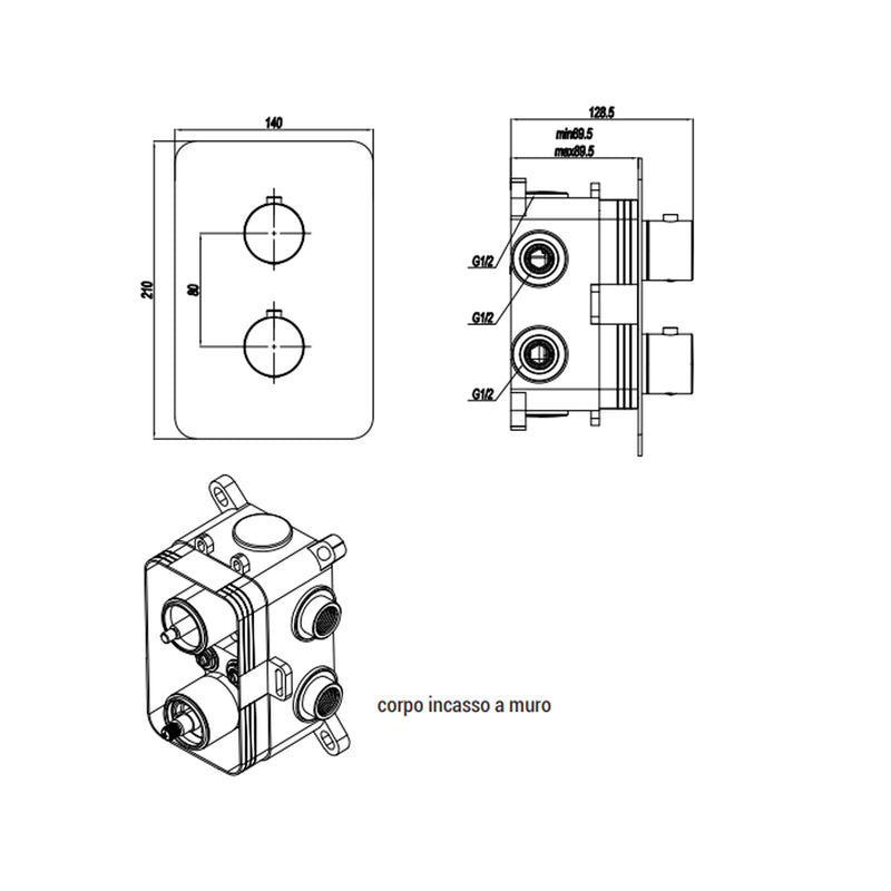 Miscelatore monocomando incasso termostatico con deviatore RubiFlux serie Azzurro - Cromo by CeramicStore | Lo specialista del tuo bagno