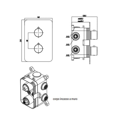 Miscelatore monocomando incasso termostatico con deviatore RubiFlux serie Azzurro - Nero Opaco by CeramicStore | Lo specialista del tuo bagno